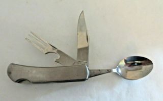 Ka - Bar 1300 Pocket Knife Multi - Tool Detachable Spoon And Fork Camping 5597