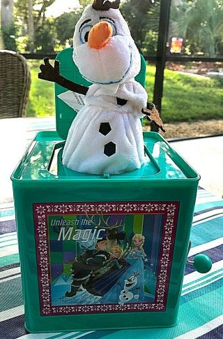 Gemmy Disney Olaf Frozen Christmas Jack - In - The - Box Plays - Deck The Halls Music