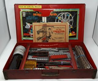Vintage Erector Set No.  8 1/2 Ferris Wheel Power Plant With Whistle With Motor