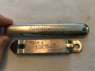 2 Different Koehler Beer Vintage Metal Bottle Openers