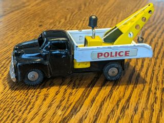 Vintage Tin Police Tow Truck - Friction Japan 1950 