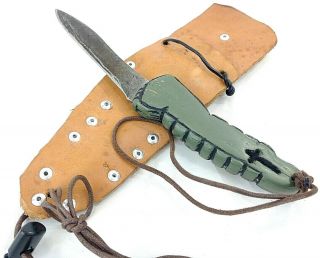 Vintage Hunting Knife Custom Leather Sheath Ergonomic 5 " Inch Blade Carbon Steel