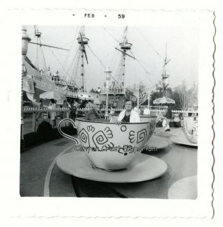 1959 Disneyland Tea Cups Ride Captain Hooks Ship Photograph Photo Walt Disney Ca