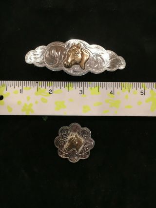 Vintage Diablo Sterling Silver Horse Theme Hair Clip,  And A Horse Theme Pin