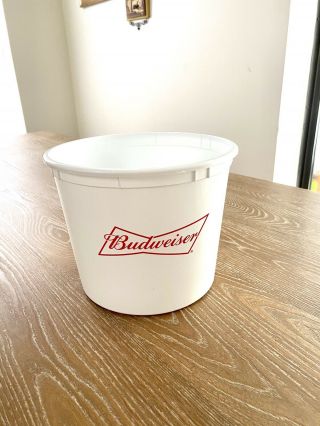 Budweiser Beer White Plastic Ice Bucket