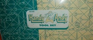 Wow Vintage Toy Handy Andy Tool Set Metal Box Boys & Girls