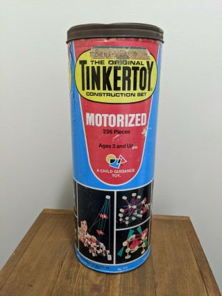 Vintage Tinker Toys Wooden Motorized Set No 177.  It Is 236 Piece Set.