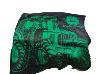 Vintage John Deere Tractor Blanket Aurora Biederlack 58 " X 50 " Made In Usa Fleece
