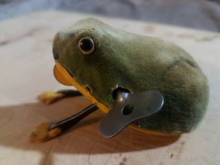 Schuco Wind - Up Felt Frog With Key Made In U.  S.  Zone Germany