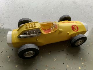 Vintage 1963 Mattel V - Rroom Vroom Yellow 3 Race Car Whip Usa Made