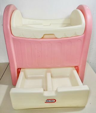 Vintage Little Tikes Pink Baby Doll Changing Table Bassinet Cradle Crib Dresser
