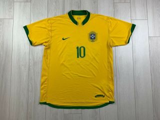 Brazil Home Football Shirt 2006/2008 10 Ronaldinho Vintage Jersey Men 