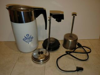 Vintage Corning 10 Cup E - 1210 Electric Percolator Coffee Pot In Blue Cornflower