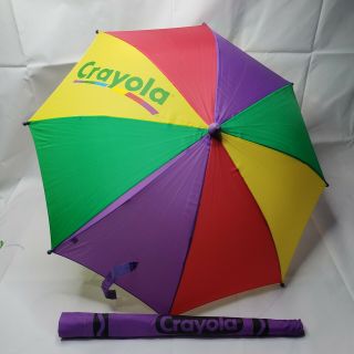 Rare Vintage Crayola Crayons Umbrella Child Kids Primary Colors Cute Colorful