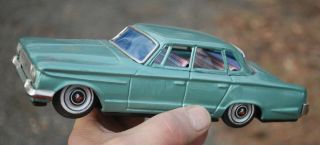 Vintage 1960s Bandai Japan Tin Friction Plymouth Valiant Litho Toy Car