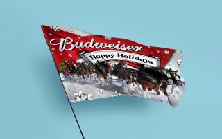 Budweiser Happy Holidays Sign Beer Bar Banner & Flags 3x5ft Decorative Artwork