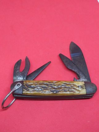 Vintage Very Old Bone Handle Pocket Knife Scout