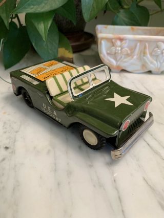 Vintage 1950s Japan Military 75mm Army Tin Toy Remote Control Usa 1500487 Jeep