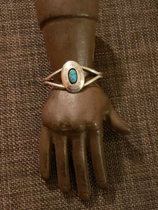 Vintage Navajo Sterling Silver Turquoise Native American Cuff Bracelet Cm Sign