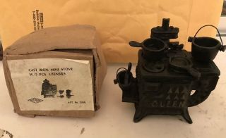 Artmark Queen Cast Iron Mini Stove Box With Utensils 1970’s Complete