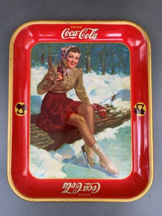 Vintage 1941 Coca Cola Tray - - Ice Skater Woman