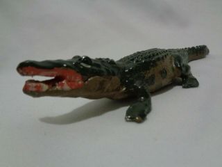 Prewar Britains England Zoo Large Alligator Lead Toy Paint 8.  5 Inches