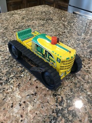 Vintage 1950’s Marx 5 Tin Wind Up Climbing Tractor Bulldozier Toy