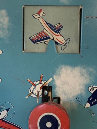 Vintage Tin Dart Board Target Coast Defense WWII Litho Wyandotte Toys Stand 3