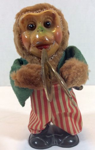 Antique Vintage Standing Monkey Wind - Up Toy Clapping Cymbals