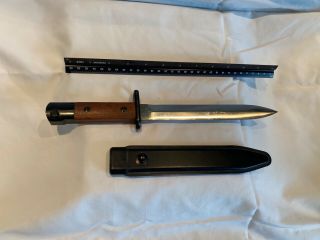 Bayonet W/ Wooden Handle And Scabbard