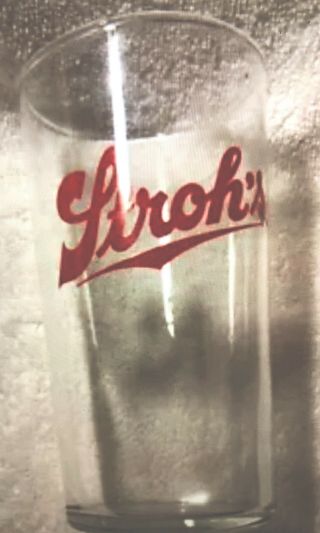 Vintage Stroh’s Beer Glass 5.  25” Great Red Graphics