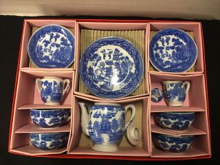 Vintage Childs Blue Willow china tea set 17 Pc Made in Japan 2