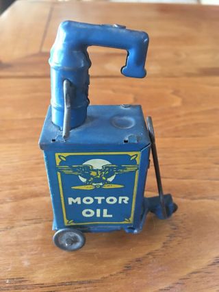 Vintage Marx Tin Toy Gas Station Motor Oil Cart For Roadside Sunnyside Station