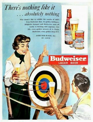 1950 Budweiser Lager Beer Vintage Print Ad There 