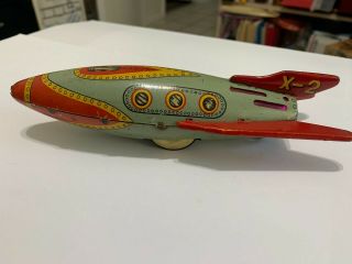 Vintage Modern Toys X - 2 Tin Friction Rocket 1950’s Masudaya Manuf