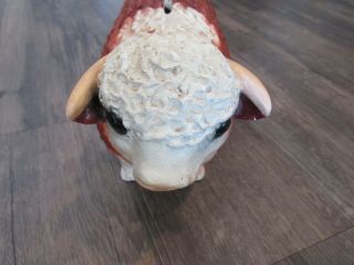 Vintage Chalkware Hereford Steer Bull Bank Nebraska Art Statuary Cow 9” 3