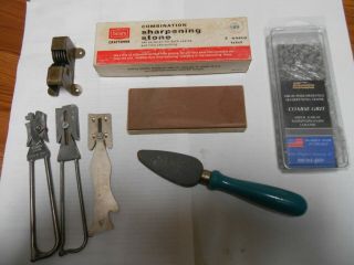 8 Vintage Carborundum Knife Sharpening Stones Craftsman Apex