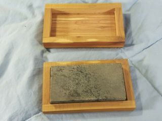 Vintage Cabela ' s Soft Arkansas Wet Stone in Wood Box 2
