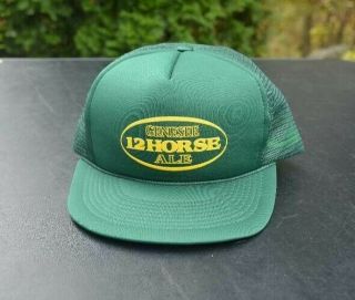 Genesee 12 Horse Ale Beer Snapback Baseball Hat - Cap - Green W/ Yellow Graphics