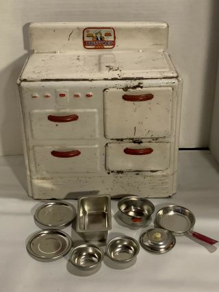 Vintage Marx Pretty Maid Stove And Accessories
