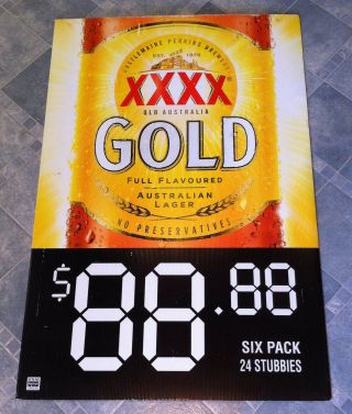 Vintage Xxxx Gold Beer Double Sided Corflute Advertising Display Sign