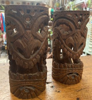 Vintage Tiki Bone Productions Crazy Al Evans Pair Candle Holders Mugs