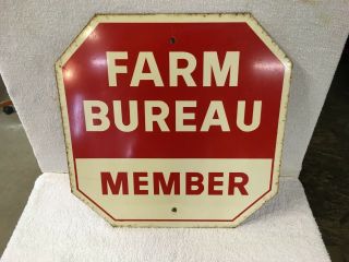 Bright Colored Vintage Farm Bureau Member Metal Stop Sign