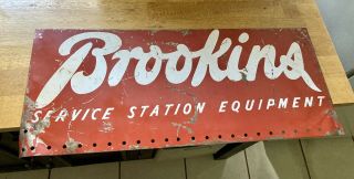 Vintage Double Sided Metal Brookins Service Station Sign