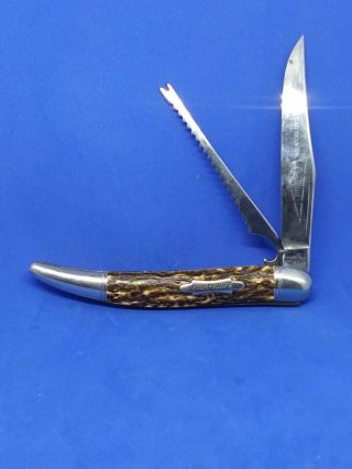Vintage Imperial Fish Knife 2 Blade W/scaler & Bottle Opener Prov.  Usa 5” Lg.