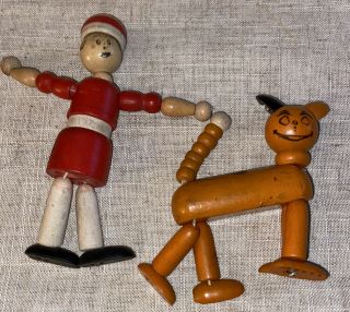 Jaymar Wood Jointed Little Orphan Annie Figure Pull Toy 1930s Vintage