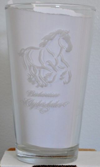 Budweiser Pint Clydesdales Glass With Picture Of Horse & Anheuser - Busch Emblem