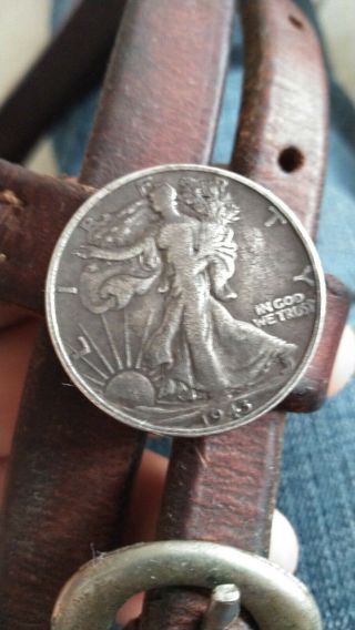 Vintage Indian Head Nickle Walking Liberty Fifty Cent Concho Horse Headstall