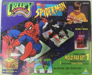 Creepy Crawlers Spider - Man,  Venom,  And Green Goblin Molds W/ Plasti Goop Nib