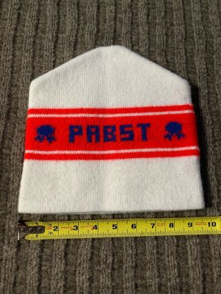 Vintage Nos Ski Winter Pabst Blue Ribbon Beer Knit Stocking Hat Pbr,  White/red